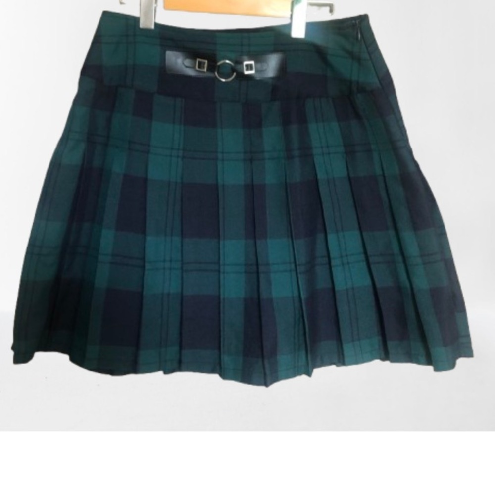 Vintage Le Grenier Black Watch Plaid Pleated Skirt Size 8